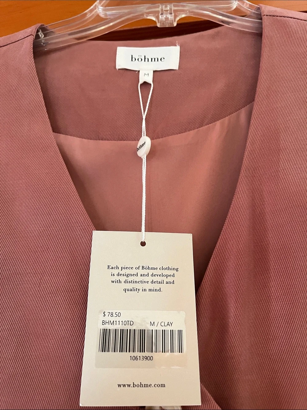 Boheme Dusty Rose Asymmetric Button Midi Dress - Picture 2 of 3